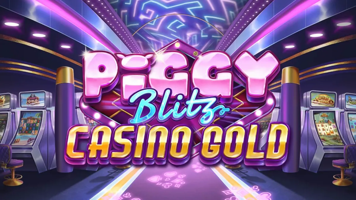Tampilan visual mewah Piggy Blitz Casino Gold dengan nuansa neon dan piggy